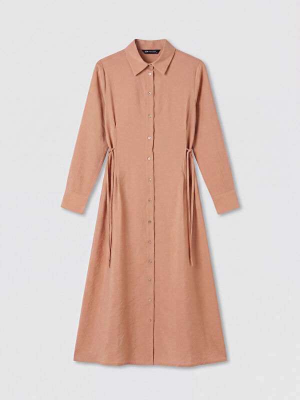 LCW Modest Beli Bağlamalı Modal Karışımlı Gömlek Elbise