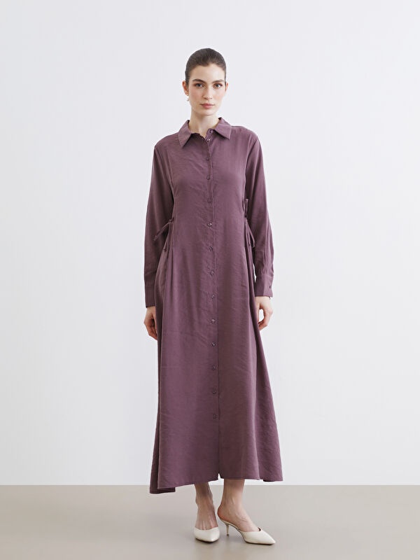 LCW Modest Belted Modal Blend Shirt Dress