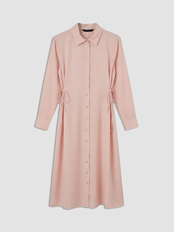 LCW Modest Waist Tied Modal Blend Shirt Dress