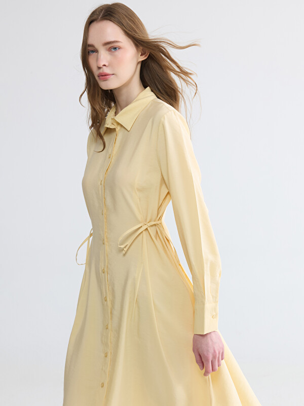 LCW Modest Waist Tied Modal Blend Shirt Dress