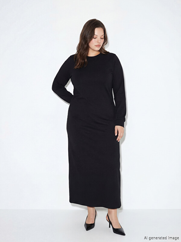 LCW Modest Bisiklet Yaka Sweat Elbise	