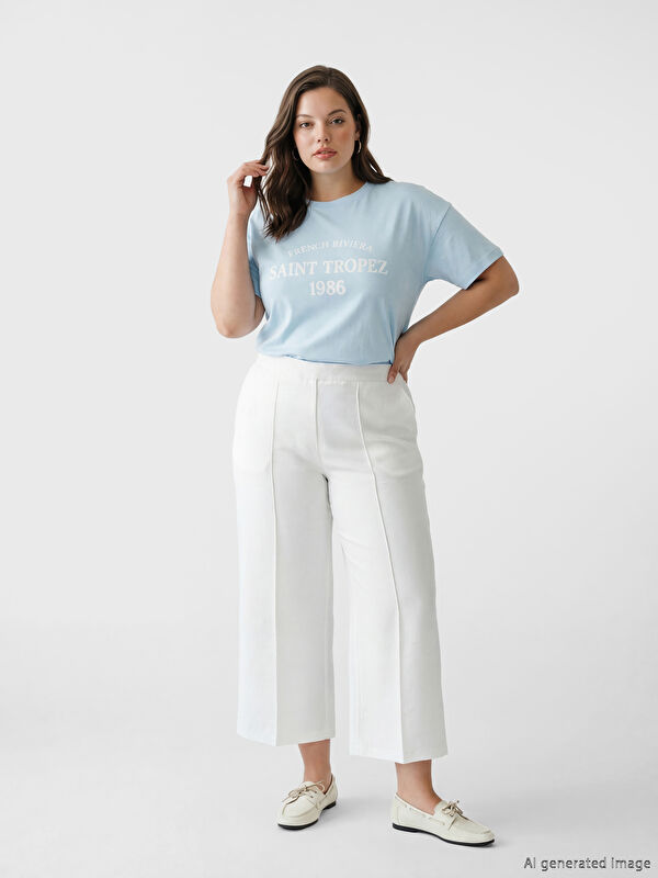LCW Modest Elastic Waist Wide Leg Women's Trousers