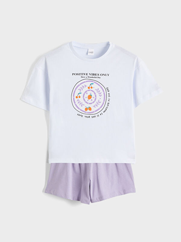 LC WAIKIKI Bisiklet Yaka Kız Çocuk Şortlu Pijama Takımı