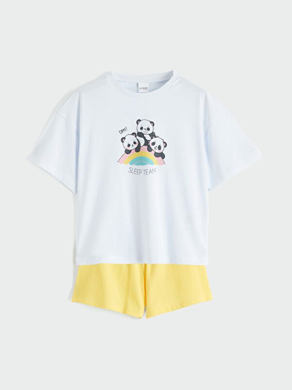 LC WAIKIKI Baskılı Kız Çocuk Şortlu Pijama Takımı