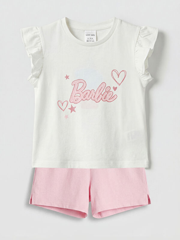 LCW baby Barbie Baskılı Kız Bebek Takım