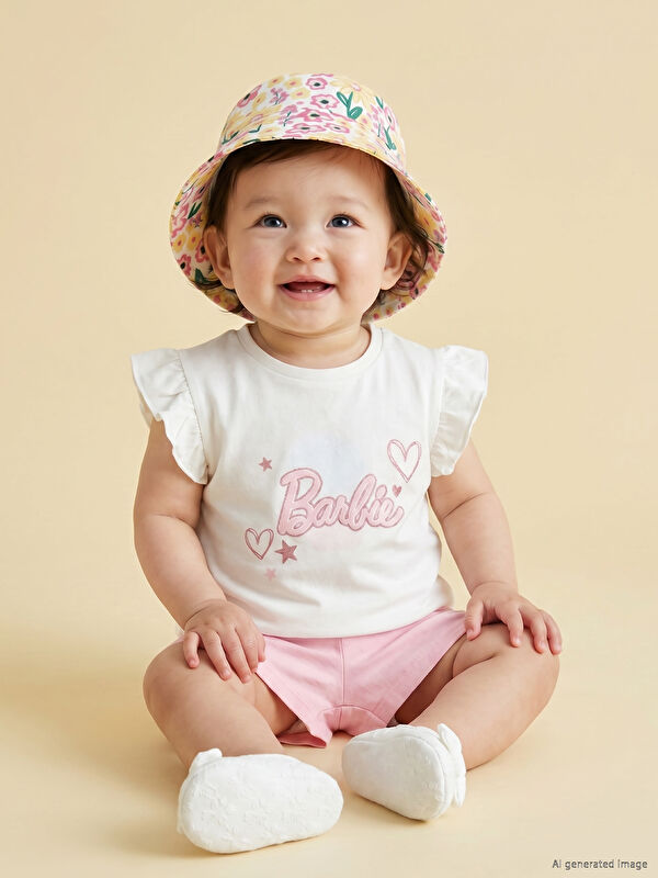 LCW baby Barbie Baskılı Kız Bebek Takım