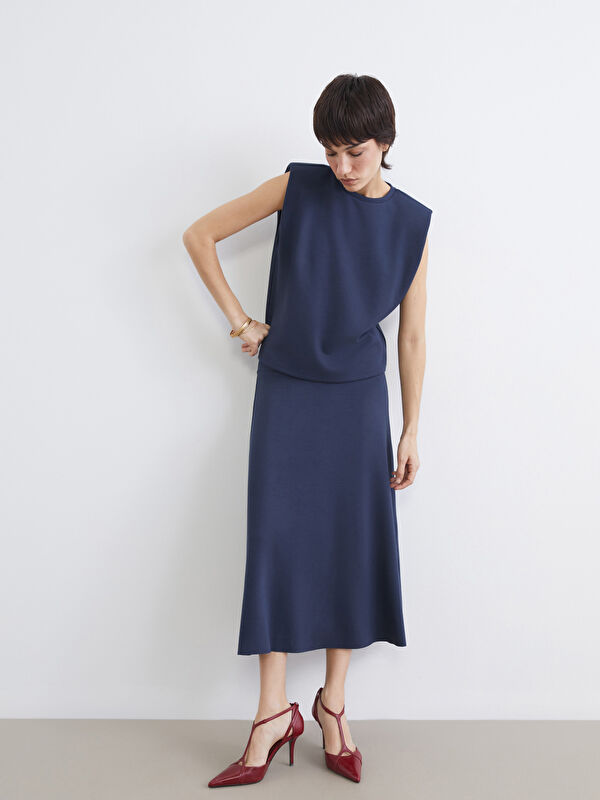 LCW Vision Elastic Waist A-Line Skirt
