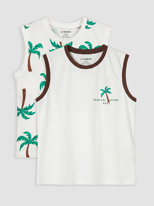 LCW baby Crew Neck Printed Boys' Tank Top 2 Pack