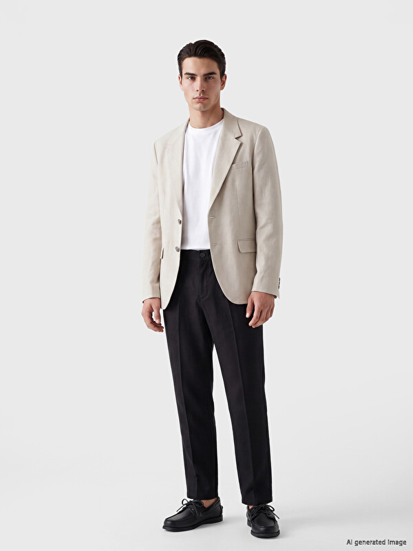SOUTHBLUE Regular Fit Linen-Look Men's Pleated Trousers