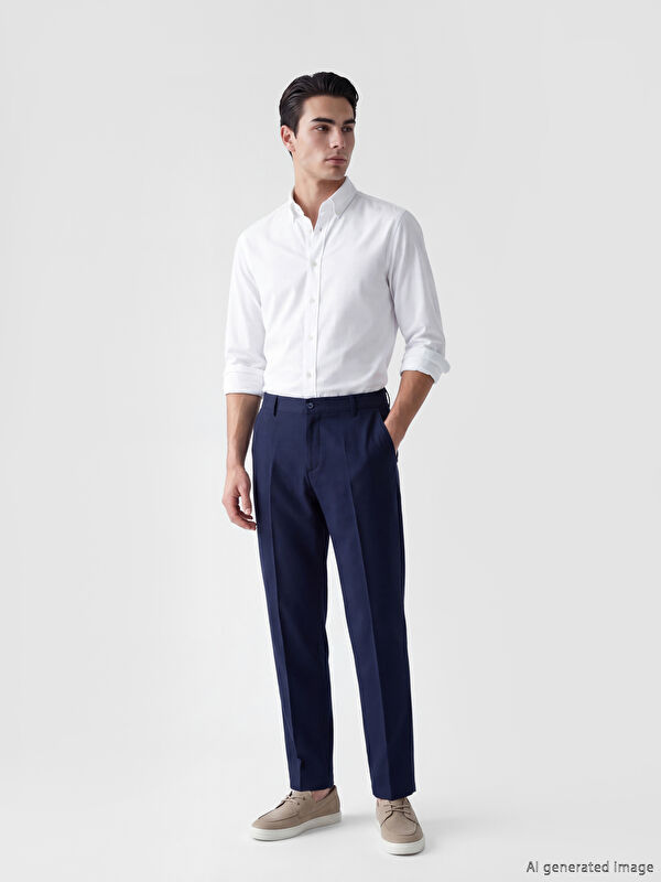 SOUTHBLUE Regular Fit Linen-Look Men's Pleated Trousers