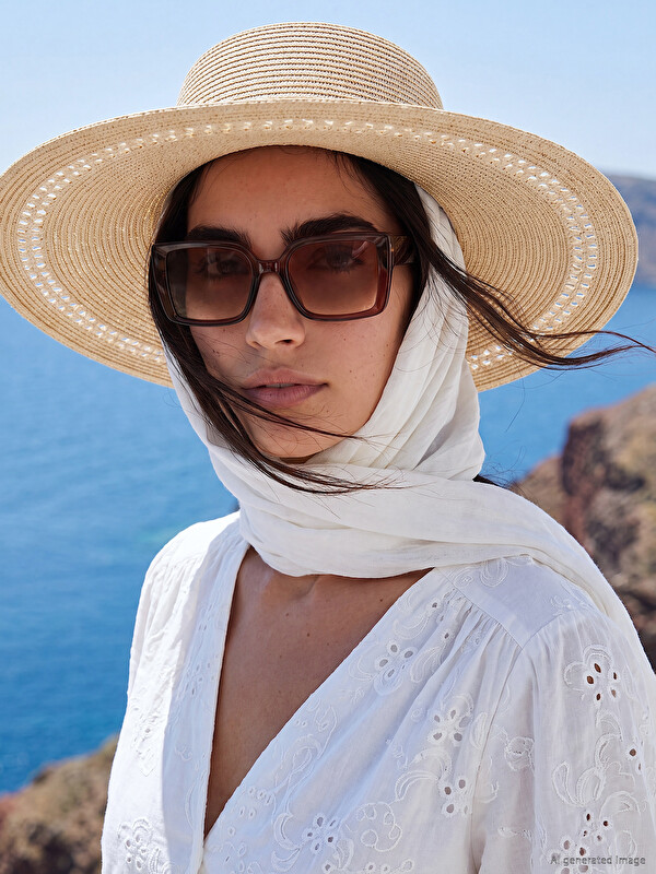 LCW ACCESSORIES Women's Rattan Fedora Hat