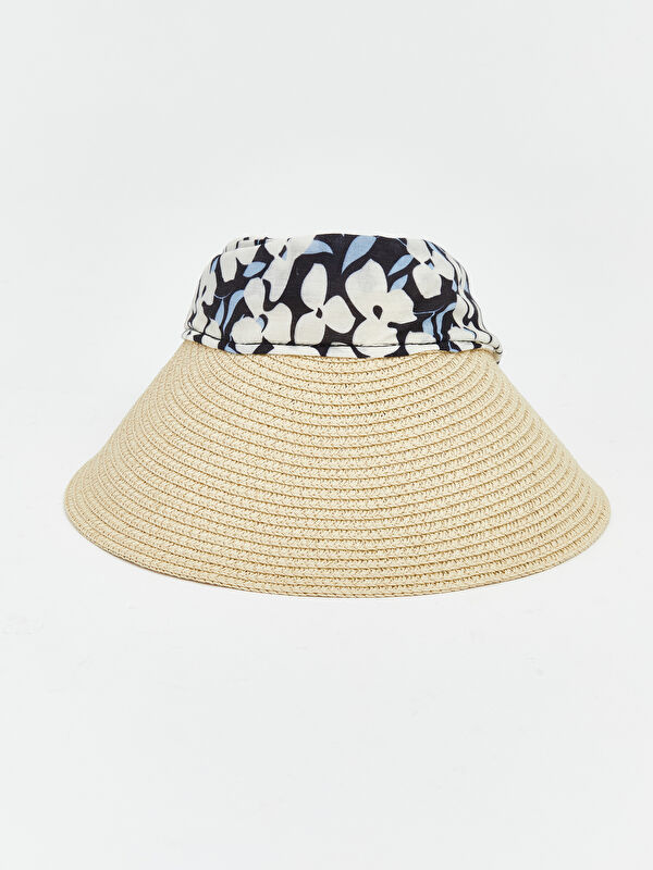 LCW ACCESSORIES Floral Patterned Rattan Women's Visor Hat