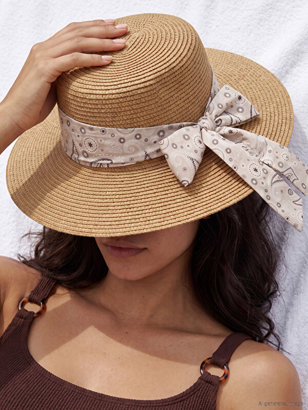 LCW ACCESSORIES Scarf Detailed Women's Straw Hat