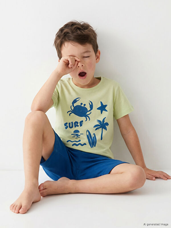 LCW Kids принтті ұлдарға арналған қысқа пижама жинағы