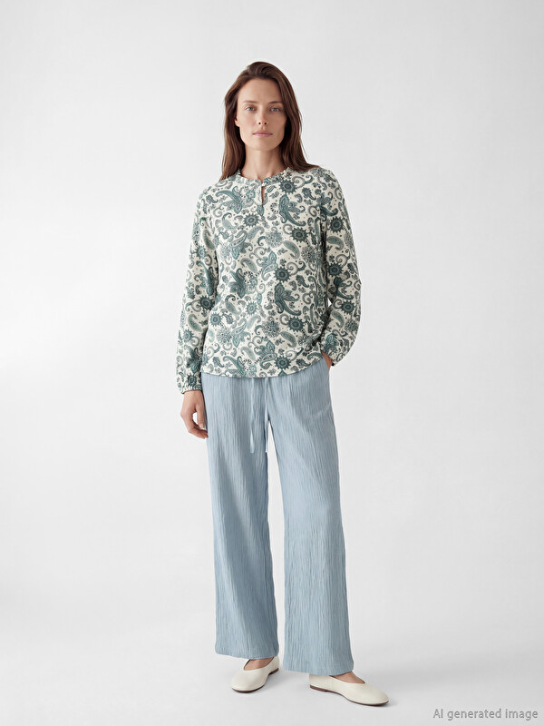 LCW Grace Elastische Taille Strukturierte Damenhose