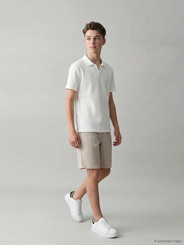 LCW Kids Çizgili Erkek Çocuk Poplin Şort