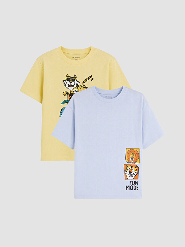 LCW Kids Crew Neck Animal Printed Boys' T-Shirt