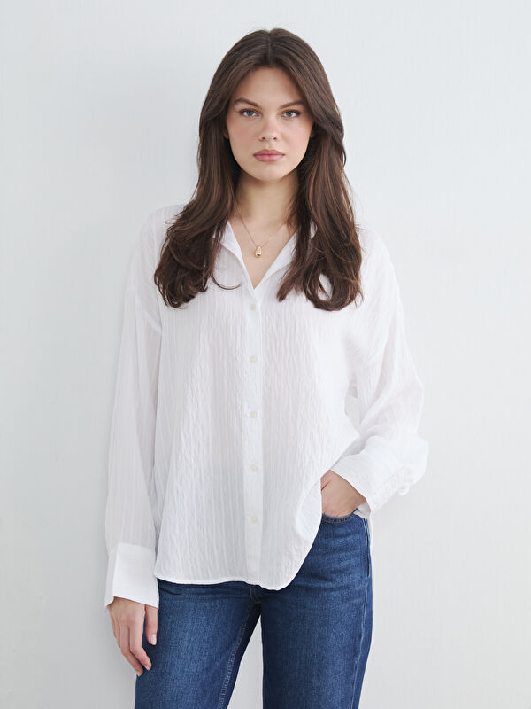 LCW Vision Striped Oversize Dobby Women's Shirt