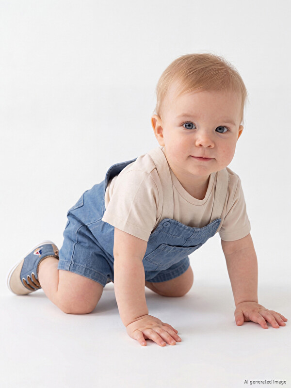 LCW baby Baby Boys' Jean Dungarees and T-Shirt Set