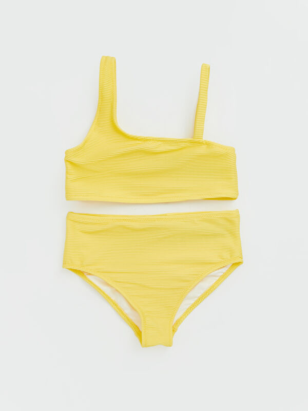 LC WAIKIKI Asimetrik Yaka Dokulu Kız Çocuk Bikini
