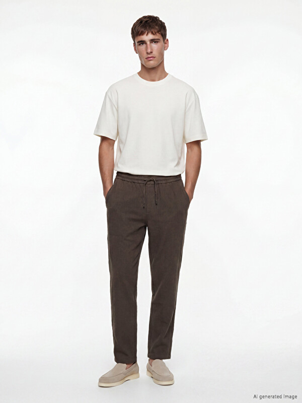 LCW Vision Regular Fit Keten Görünümlü Erkek Pantolon