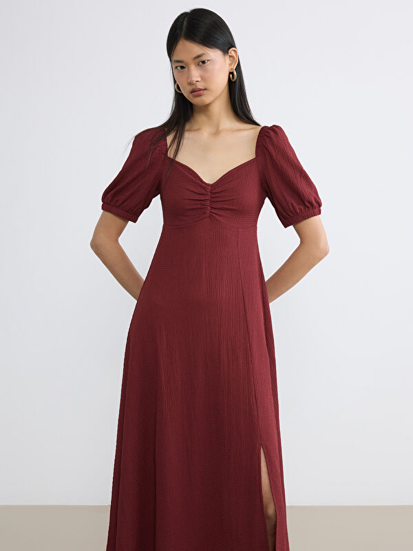 LCW Vision Sweetheart Neckline Puff Sleeve Women's Dress