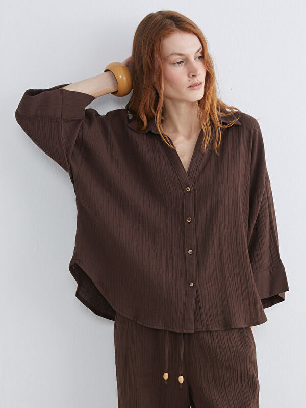 LCW Vision Dokulu Oversize Kadın Gömlek