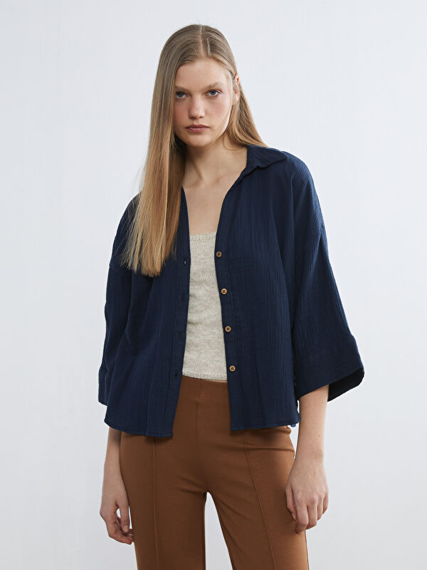 LCW Vision Dokulu Oversize Kadın Gömlek