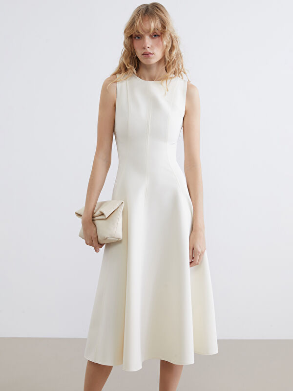 LCW Vision Bisiklet Yaka Peplum Elbise