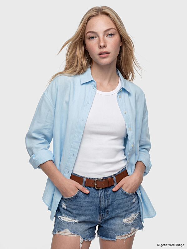 XSIDE Oversize ženska lanena košulja
