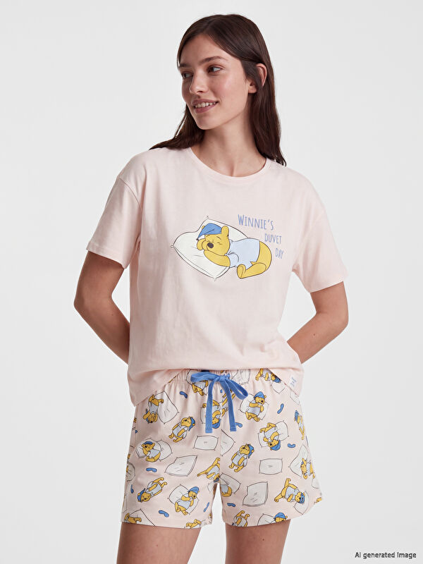 LCW Young Winnie the Pooh Baskılı Kadın Şortlu Pijama Takımı