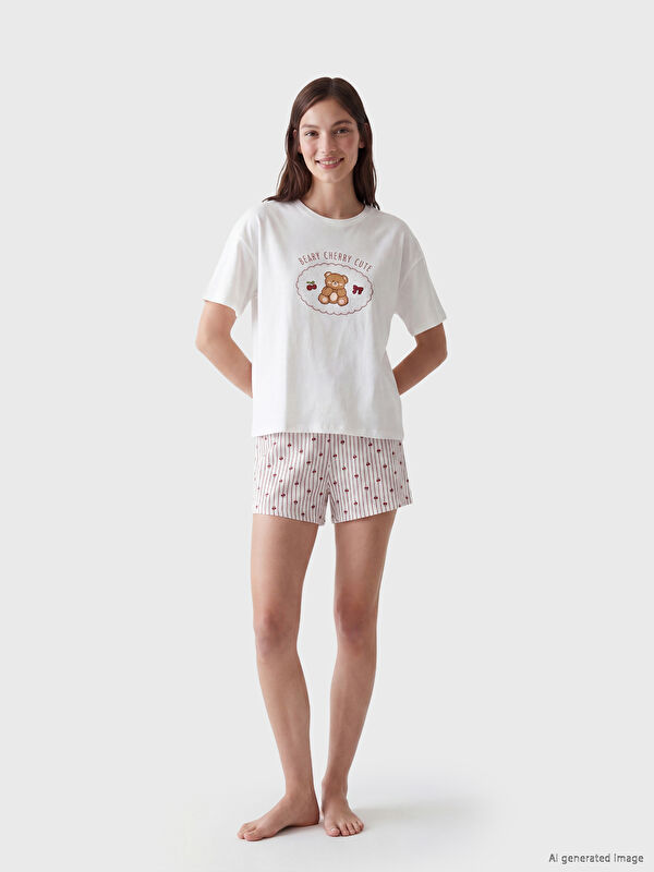 LCW Young Baskılı Kadın Şortlu Pijama Takımı