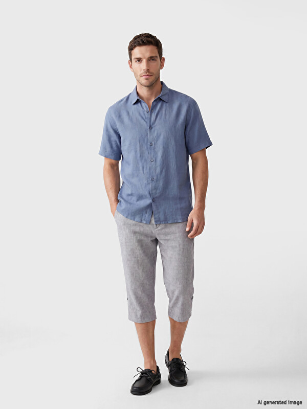 LCWAIKIKI Classic Regular Fit Keten Karışımlı Erkek Şort