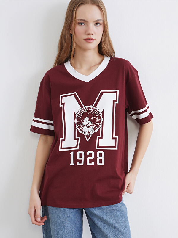 XSIDE Mickey Mouse Baskılı Oversize Kadın Tişört