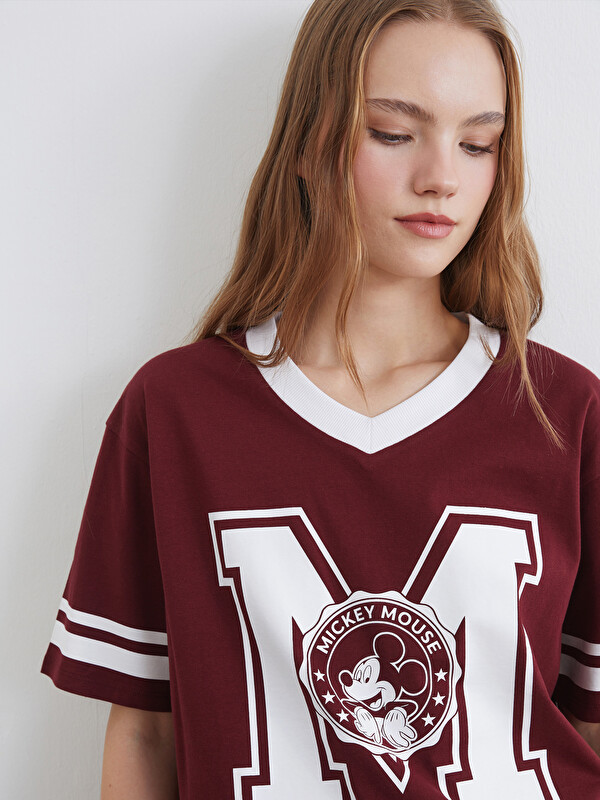 XSIDE Tricou Supradimensionat Imprimat Mickey Mouse pentru Femei