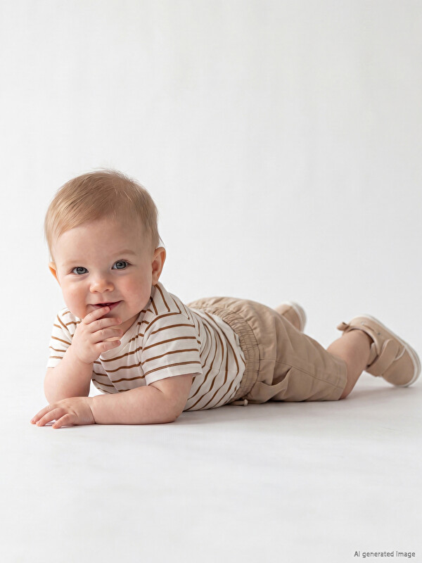 LCW baby Beli Lastikli Erkek Bebek Şort