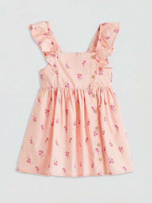 LCW Kids Square Neck Floral Girls' Poplin Dress
