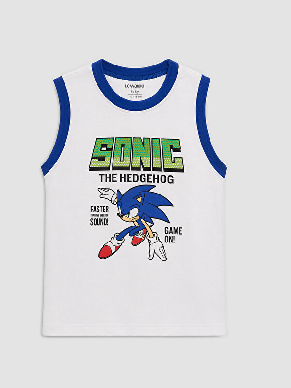 LCW Kids Bisiklet Yaka Sonic Baskılı Erkek Çocuk Atlet