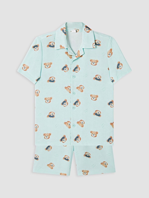 LCW Kids Resort Yaka Erkek Çocuk Şortlu Pijama Takımı