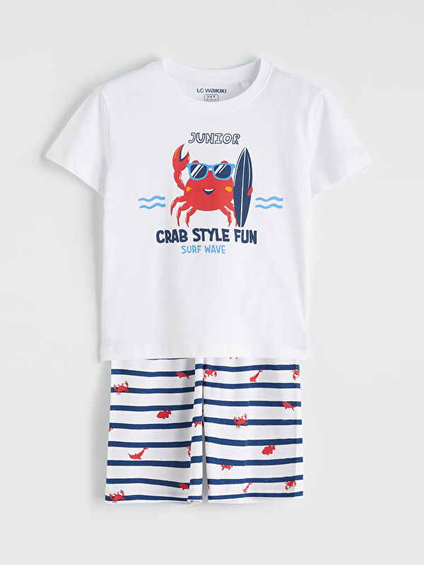 LCW Kids سێتی بیجامەی چاپکراوی قۆڵ كورت بۆ کوڕان