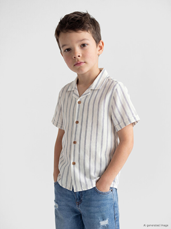 LCW Kids Striped Resort Collar Boys' Shirt