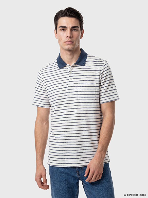 LCWAIKIKI Classic Polo Yaka Çizgili Erkek Tişört