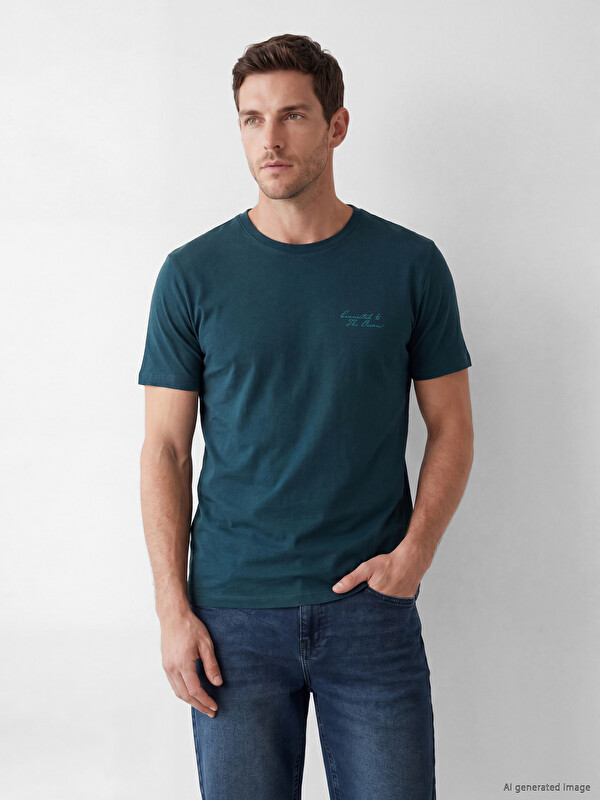 LCWAIKIKI Classic Tricou Petrol Bărbat