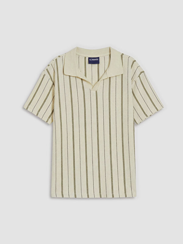 LCW Kids Polo Yaka Kısa Kollu Çizgili Erkek Çocuk Tişört