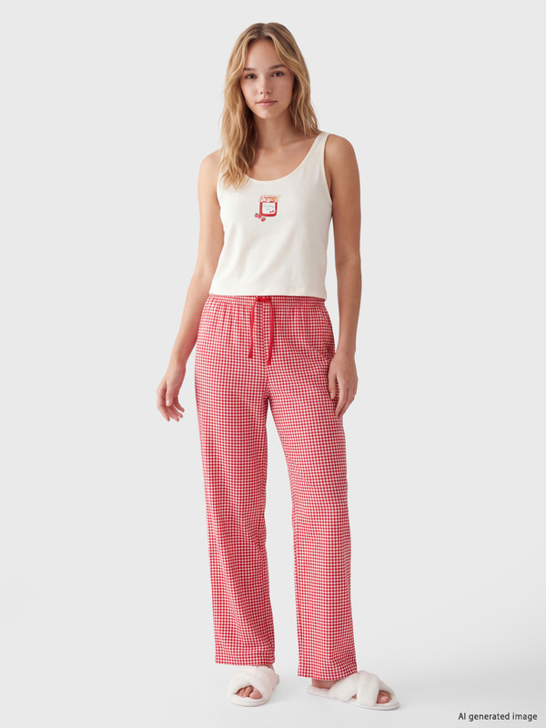 LCW DREAM U Neck Patterned Women's Pyjamas Set