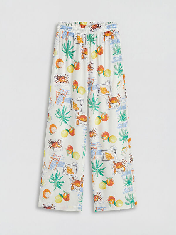 LCW Kids Elastic Waist Patterned Girls' Trousers