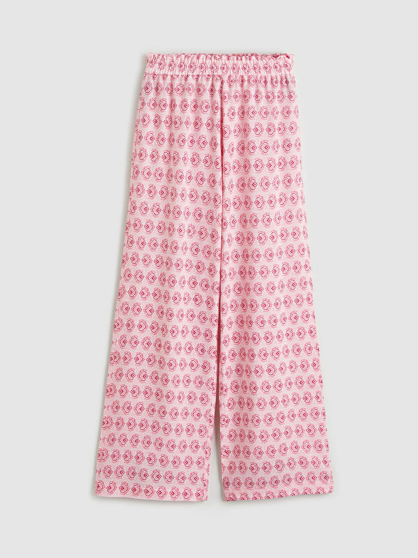 LCW Kids Elastic Waist Patterned Girls' Trousers