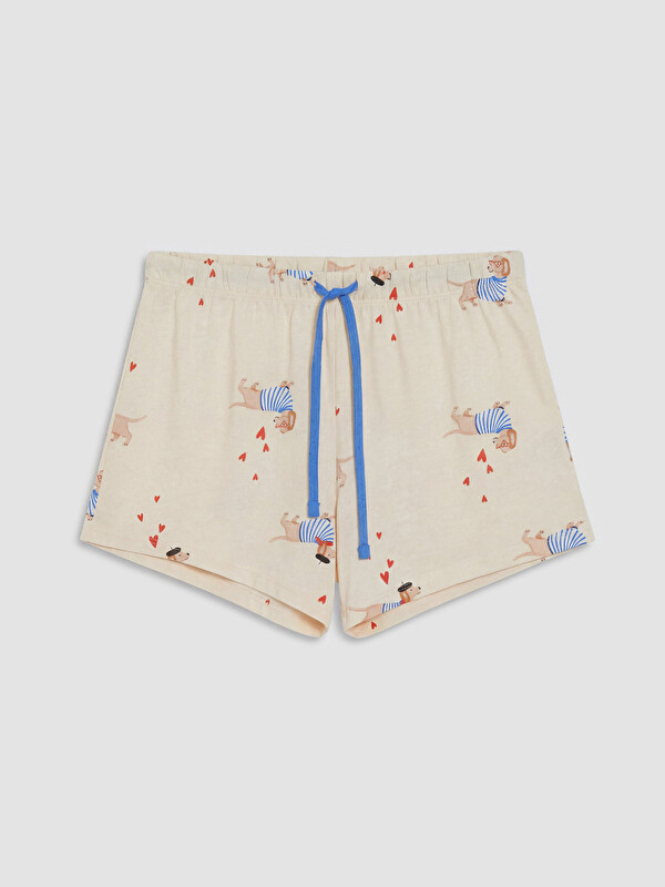 LCW DREAM Beli Lastikli Baskılı Kadın Şort Pijama Altı