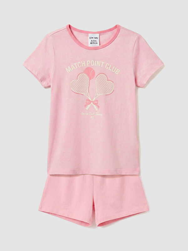 LCW Kids Bisiklet Yaka Kız Çocuk Şortlu Pijama Takımı