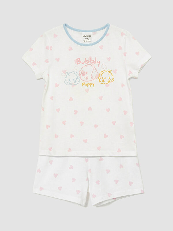 LCW Kids Baskılı Kız Çocuk Şortlu Pijama Takımı